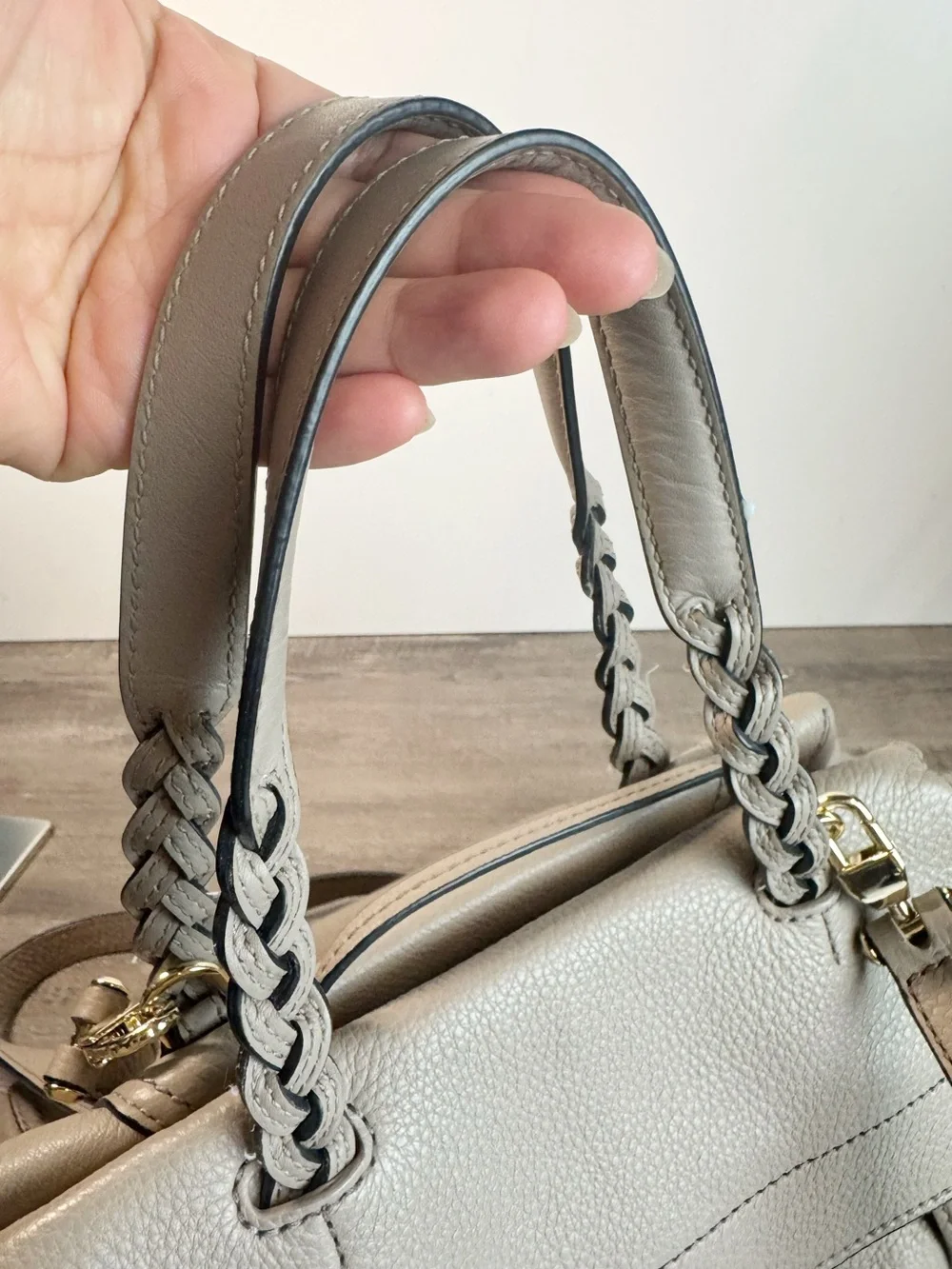 Tory Burch Half Moon Satchel French Gray IMMACULATE